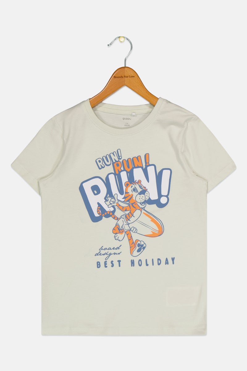 guppy Kids Boy Graphic Print Short Sleeve T-Shirt, Light Sage - Image 2